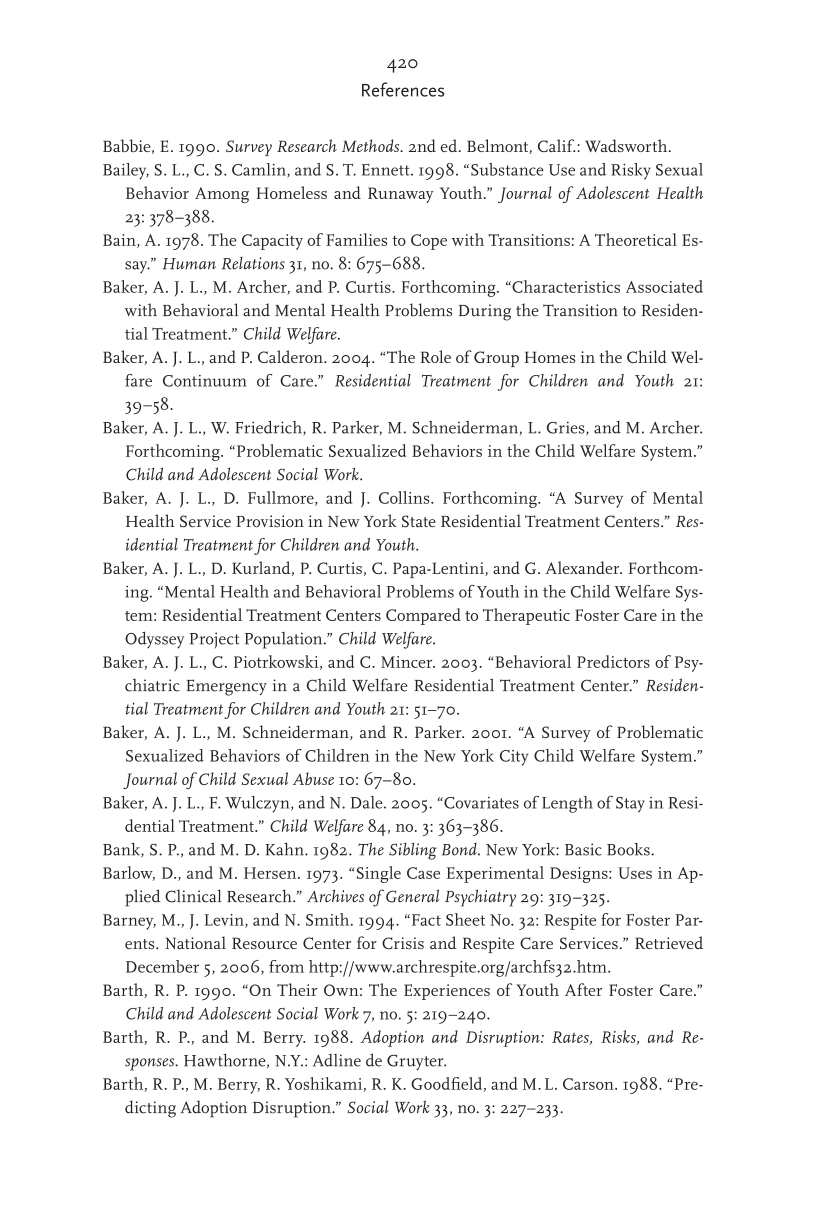 Research Methods in Child Welfare page 420