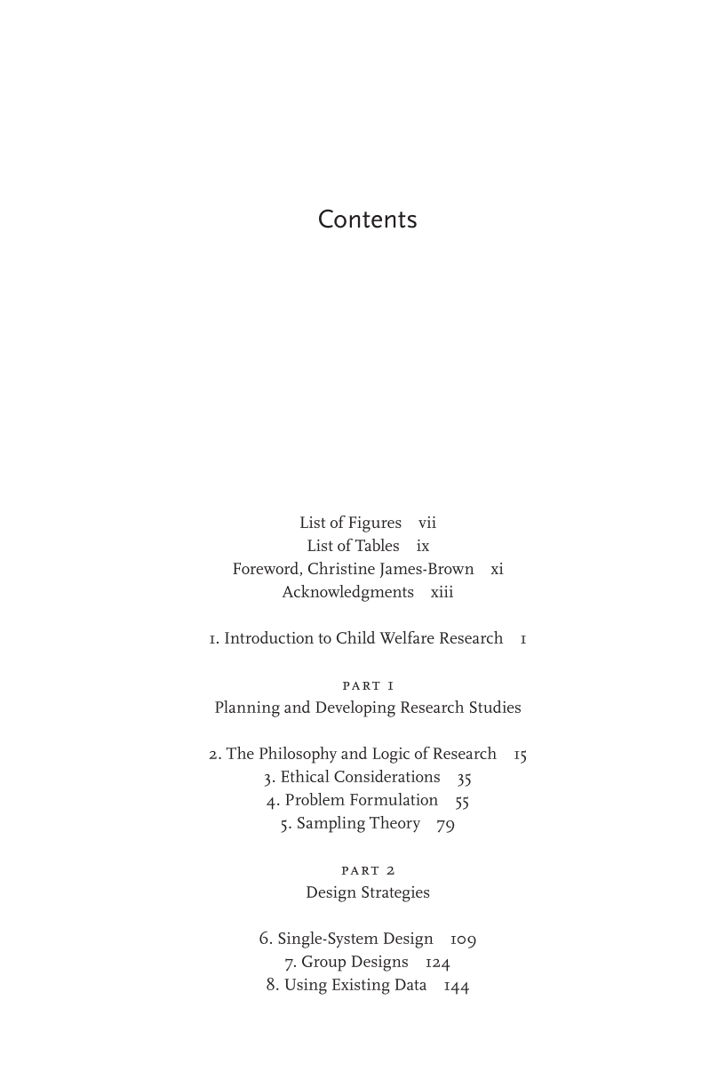 Research Methods in Child Welfare page v