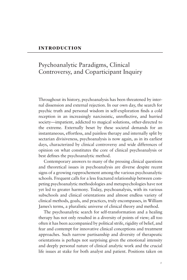 Coparticipant Psychoanalysis: Toward a New Theory of Clinical Inquiry page 1