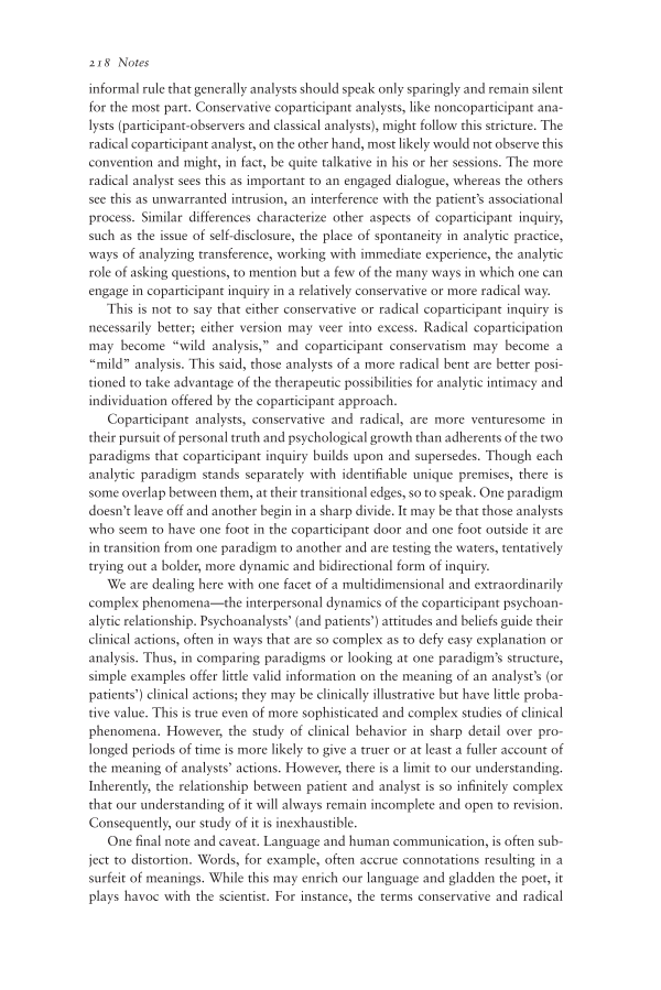 Coparticipant Psychoanalysis: Toward a New Theory of Clinical Inquiry page 218