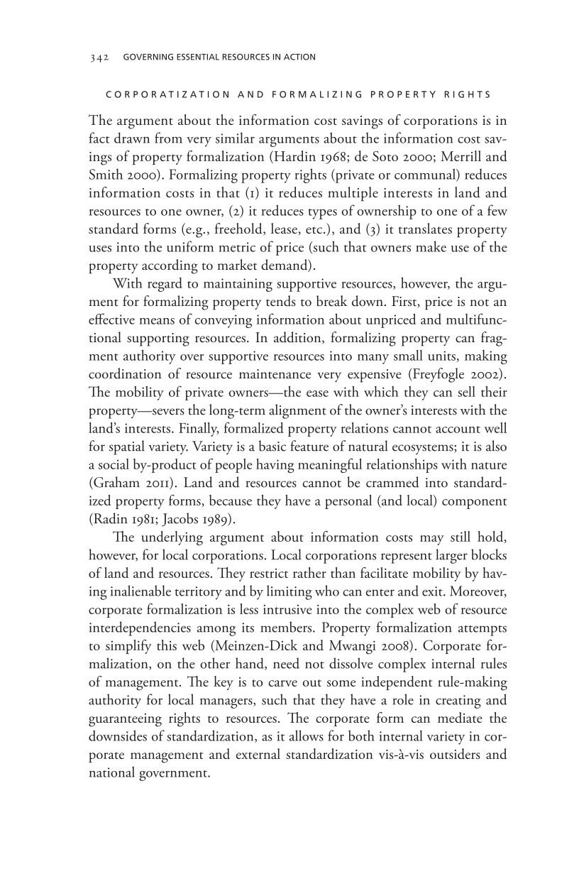 Governing Access to Essential Resources page 342