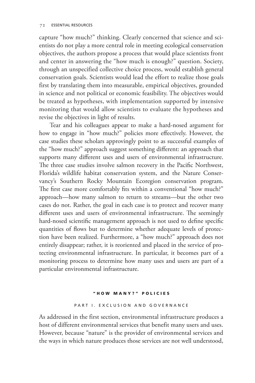 Governing Access to Essential Resources page 72