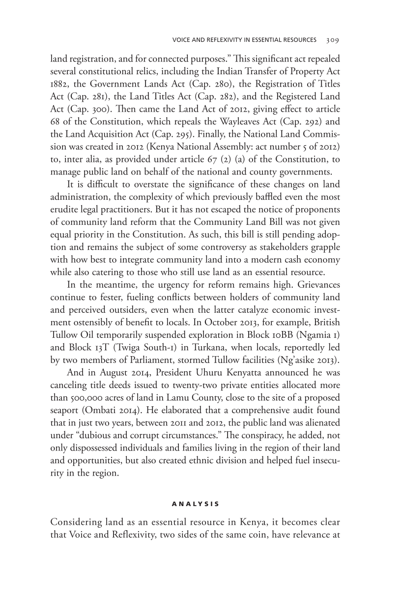 Governing Access to Essential Resources page 309