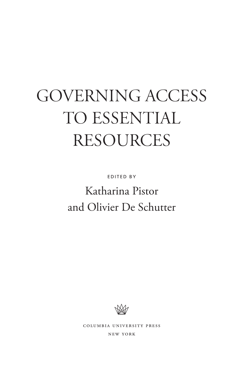 Governing Access to Essential Resources page iii