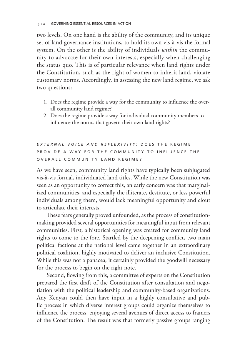 Governing Access to Essential Resources page 310