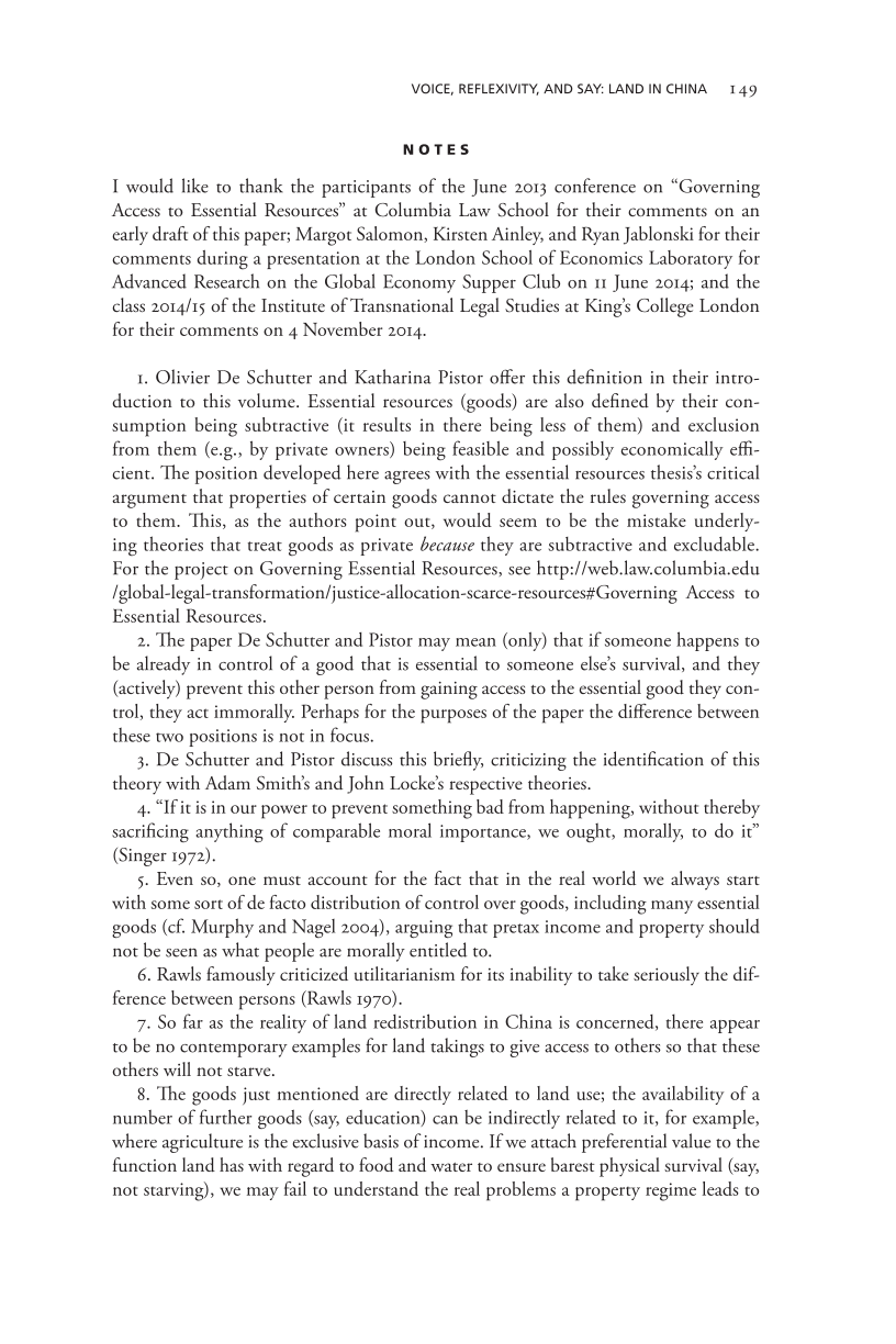 Governing Access to Essential Resources page 149