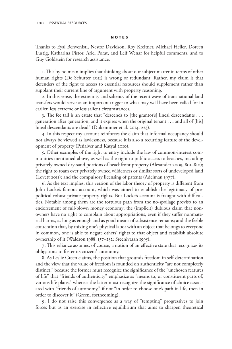 Governing Access to Essential Resources page 100