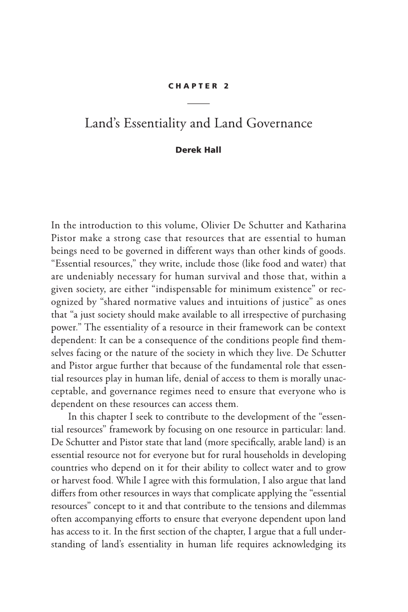 Governing Access to Essential Resources page 49